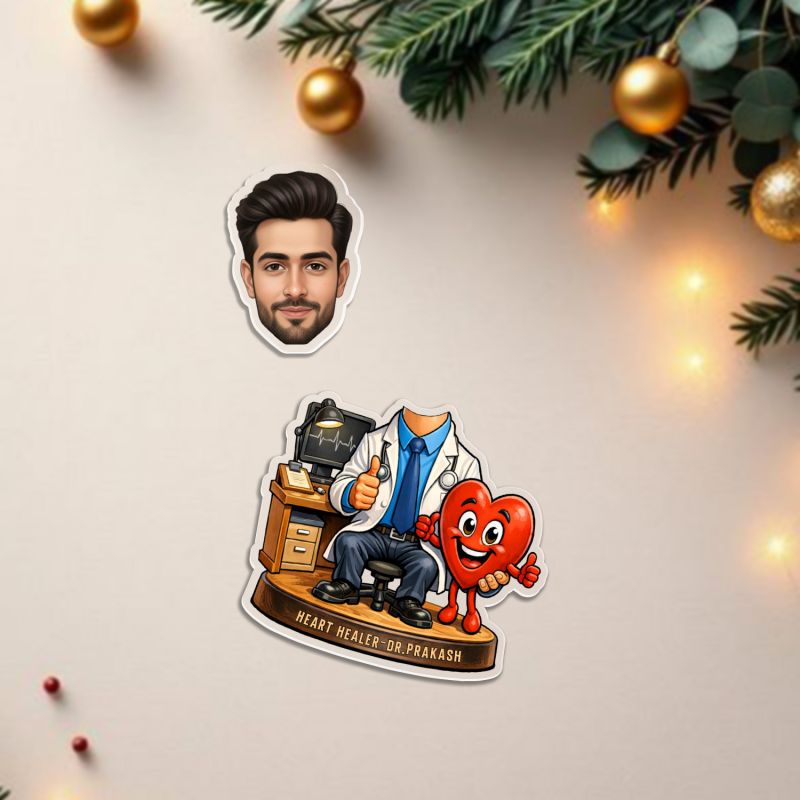 Personalized Cardiologist Doctor Bobblehead Caricature | Heart Healer Theme Professional Medical Gift Doctor's Day Gift Gift for Heart Surgeon Battery Powered Moving Head